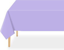 Lavender Plastic Table Cloth Disposable 6 Pack, 54 x 108 Inch Tablecloths for Bi