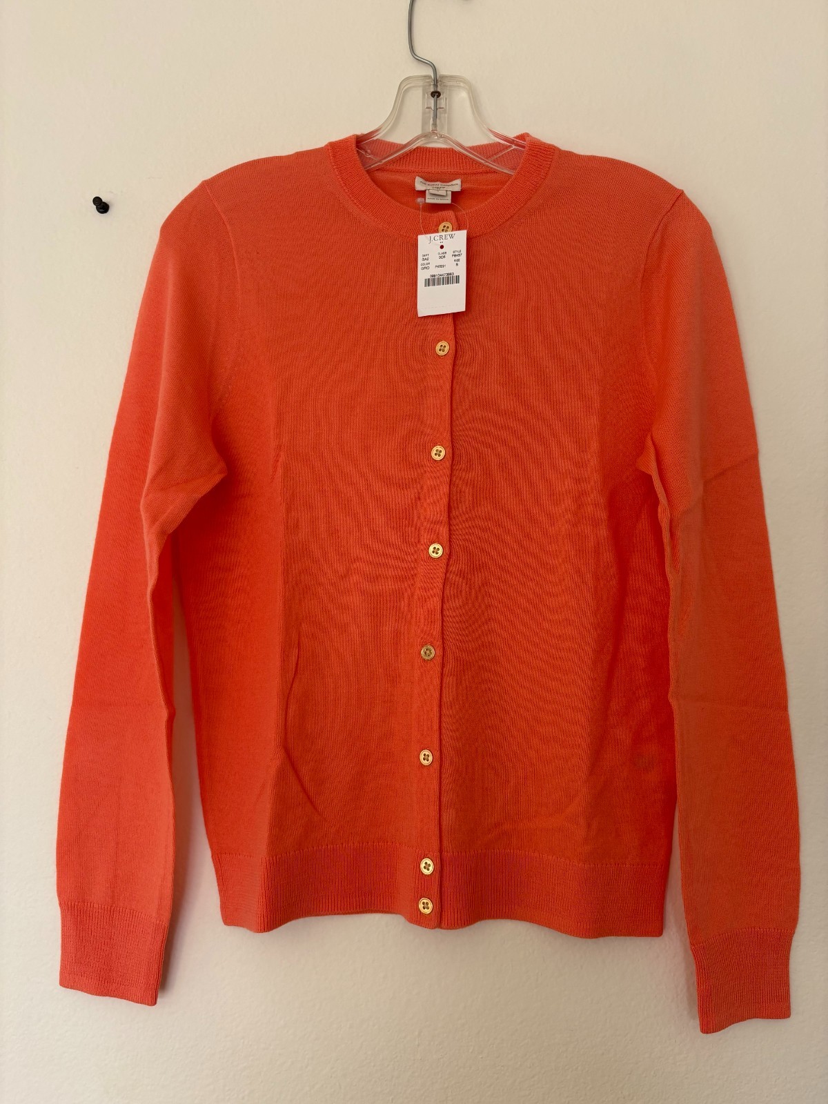 J Crew Cardigan Women Size S Merino Wool Orange   Buttons New w tag