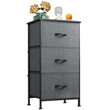 WLIVE Dresser with 3 11.8"D x 15.7"W x 29.5"H (3 Drawers), A-dark Grey 