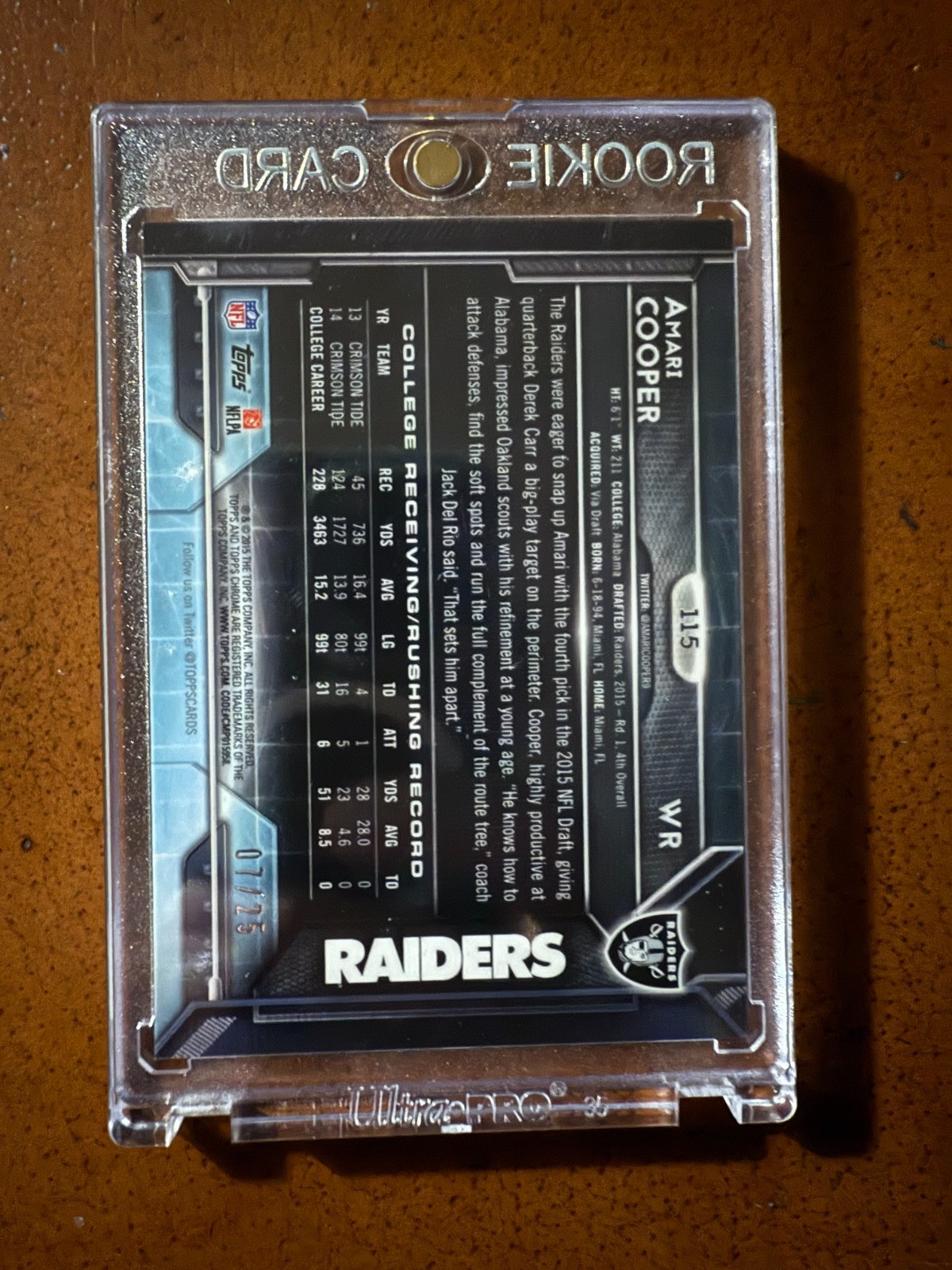 2015 Topps Chrome #115 Amari Cooper Red Refractor # /25