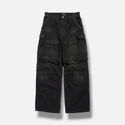 Balenciaga Men's Black Sunbleached Cargo Convertible Shorts Jeans