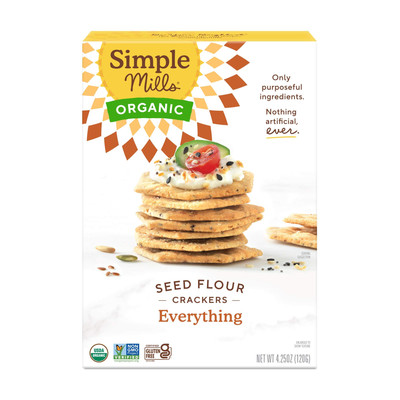 Simple Mills Organic Seed Crackers Everything Flavor 4.25 oz Gluten Free Snack