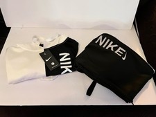 Nike Boy White Black Tracksuit Set L, Hoodie  Jogger Pants, Logo, Drawstring