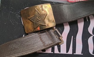 Vintage Russian Army belt cold war period ? Faux leather with metal buckle.