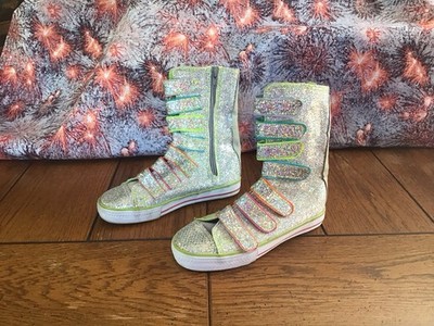 Bongo Size 1 US Girls Silver Glitter Sparkle Hi-Tops Sneakers EUC