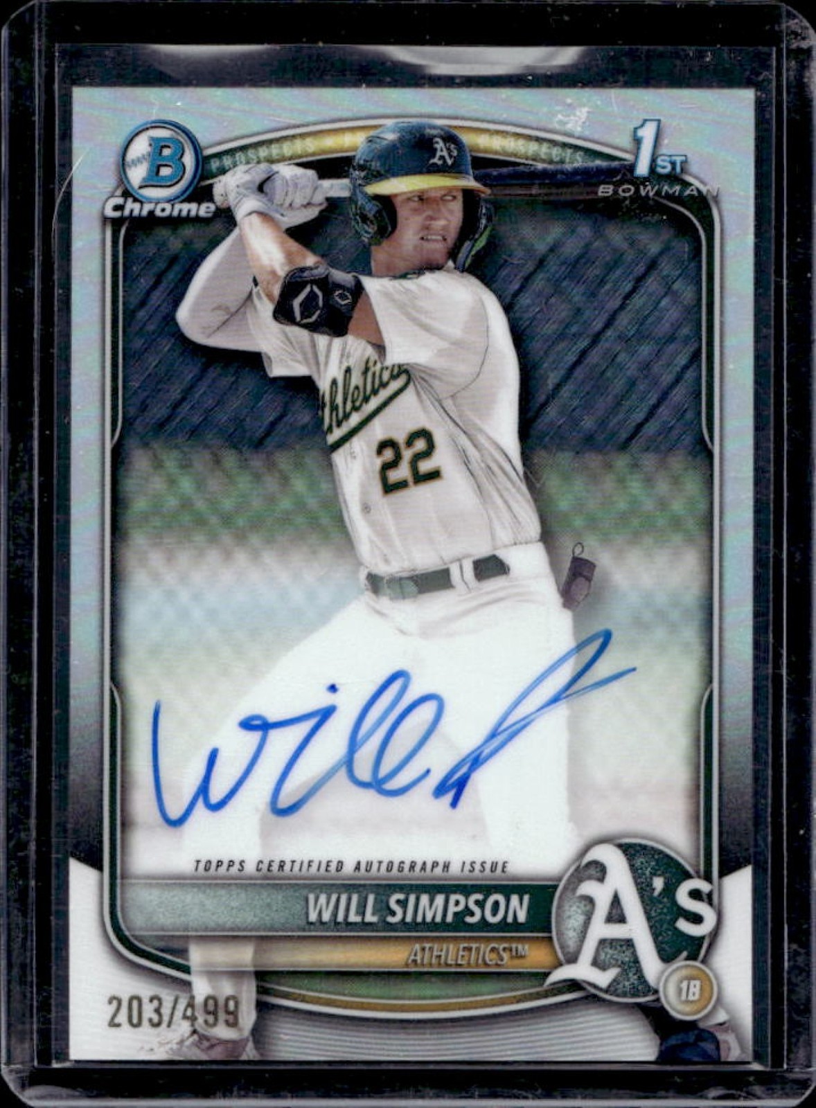 2025 Bowman Will Simpson Chrome Auto Refractor 1st #203/499 Athletics
