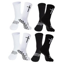 Cross Grip Soccer Socks for US 6-13 Bible White and Black 4 Pairs 1  7 and 1  9