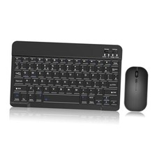Portable Bluetooth Keyboard and Mouse, Rechargeable and Black Regular Mouse