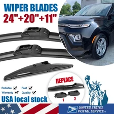 Set of 24''+20''+11'' FRONT&REAR Windshield Wiper Blades For Kia Soul 2010-2022