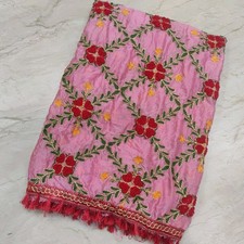 Vintage Indian Punjab Wedding Phulkari Dupatta Embroidery Scarf Veil Stole Hijab