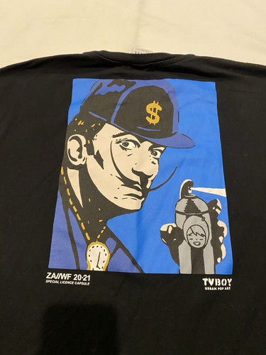 Mens M T-Shirt ZARA Urban Pop Art TVBoy ZA/WF 20-21 Salvador Dali Black Rare - Picture 2 of 5