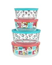 Pyrex ~ Hello Kitty ~ Decorated Glass Food Storage Set ~ 8 Pcs ~ 2025 New In Box