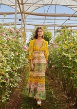  FARM RIO Mixed Delicate Flowers Long Sleeve Maxi Dress  XS NWT