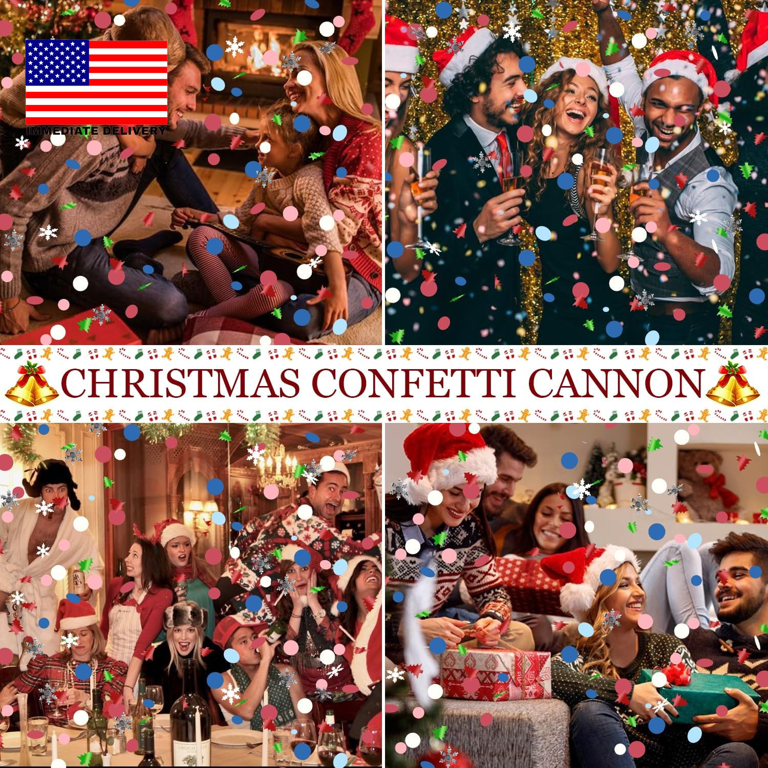 Confetti Cannon Christmas Multicolor Party Poppers 2 Pack Confetti Popper 12 Inc