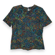 Vintage Norton McNaughton Paisley Shirt Short Sleeve Size 8 Made in USA ~ Rayon