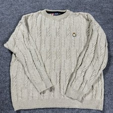Vintage Chaps Ralph Lauren Sweater Mens XL Tan Cable Knit Heavyweight 90s