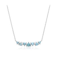 Cavill Larimar Silbercollier 925 Sterling Rhodiniert 3,45Ct Hellblau Damen