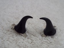 2 pc Black Devil's Horn Hair Clip Set J47 