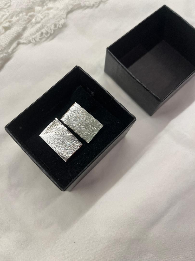 STERLING SILVER RECTANGLE CUFFLINKS , 10 GRAMS - image 1