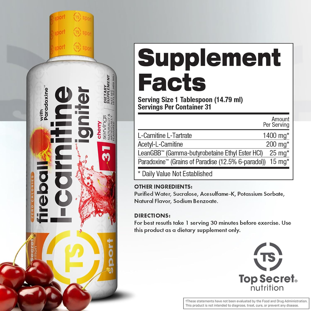 l carnitine 1400 TOP SECRET NUTRITION FIREBALL L-CARNITINE Liquid Igniter 16oz 31 Servings Flavour:Peppermint increased energy IV Therapy - Hangover, Skin care face wash