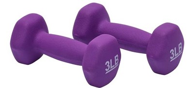 Amazon Basics 3lb Neoprene Dumbbell Set of 2 Hand Weights, Purple, Exercise, Hex