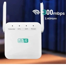 2.4G WiFi 4 Wireless WiFi Range Extender 300 Mbps Signal Booster To 2800 Sq.Ft