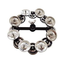 5.5" Mountable Symbal Hihat Tambourine with 8 Double Row Steel Jingles Silver