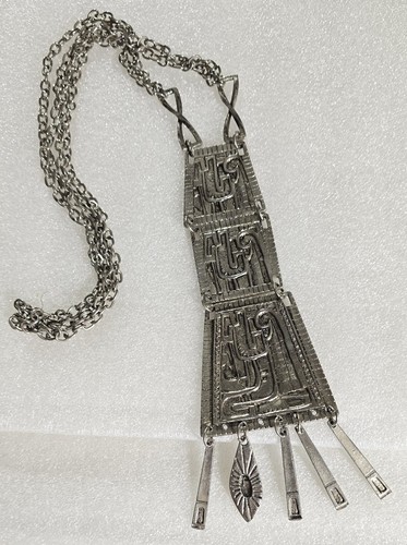 Vintage Articulated Abstract Egyptian Revival Dangle Drop Necklace - Picture 7 of 7