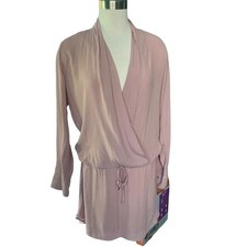 VICI Draped Deep V Long Sleeve Mini Dress Mauve Dusty Pink Women's Size Medium