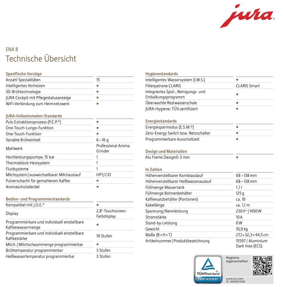 Jura ENA 8 Alu Dark Inox (ECS), neuwertig, prof. überarbeitet 💫25 Monate Gewähr - Bild 2 von 4