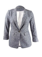 DKNY Women's Marled One-Button Blazer 6, Classic Navy 