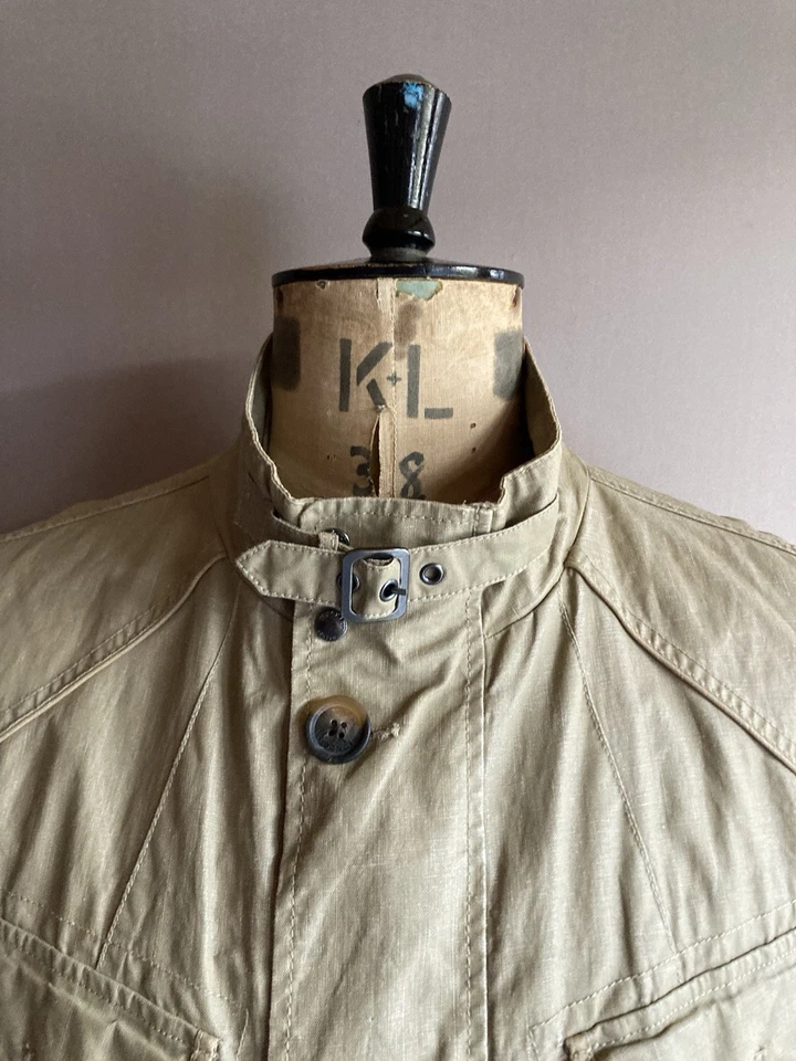 Hackett London Serengeti Wax Jacket Mens Size L Sand 100% Linen Field Safari - Image 2 of 4