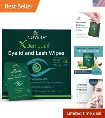 Demodex Eyelid & Lash Wipes | 60 Extra Strength Hypoallergenic Cleansing Wipes