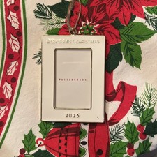 Pottery Barn 2025 Rectangle Babys First Christmas White Dated Frame Ornament NEW