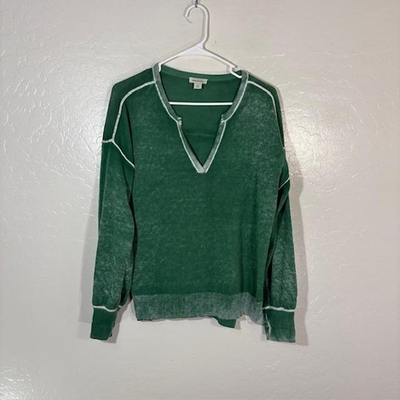 #ad #ad Sundance Sweater Womens Small Green Cotton Sheer V Neck Lightweight Pullover $29.00