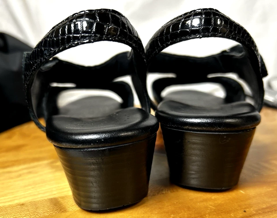 SAS Tripad Comfort Sunttimer 黑色 Croc 漆皮凉鞋女式 9 W 码 — 第 3/4 张图片