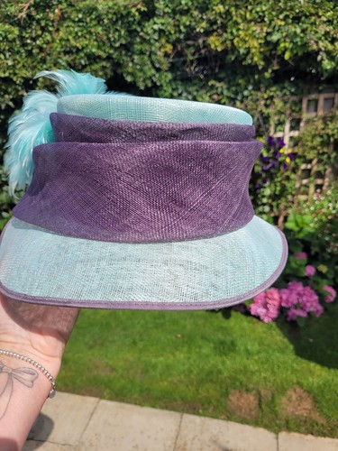 Jacques Vert Wedding Hat Aqua Purple Mother Of Bride Wedding Feathery Races - Picture 4 of 12