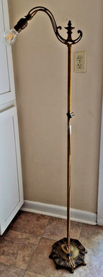 Antique Brass Art Deco Floor Lamp Ornate Egyptian Revival Design 53'' Tall