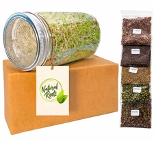 Sprouting Jar With Variety Pack Sprouting Seeds Kit Nongmo. Pack Of 5 Premeasure