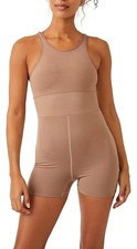 Free People Movement Size M/L Every Single Time Runsie Moonrock Tan Bodysuit