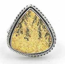 Natural Psilomelane Dendrite German 925 Sterling Silver Ring Sz 7,