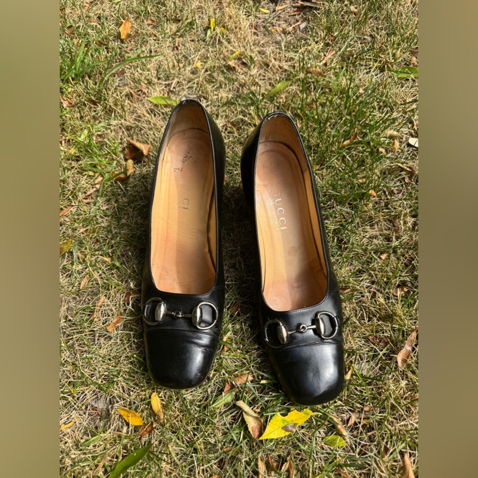 60s Retro Gucci Horsebit Square Toe Pumps in Size 8B