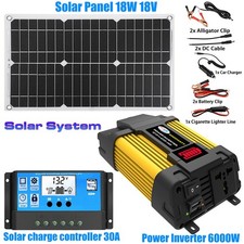 6000W Solar Panel kit battery Charger Controller Caravan Van Boat+Power Inverter