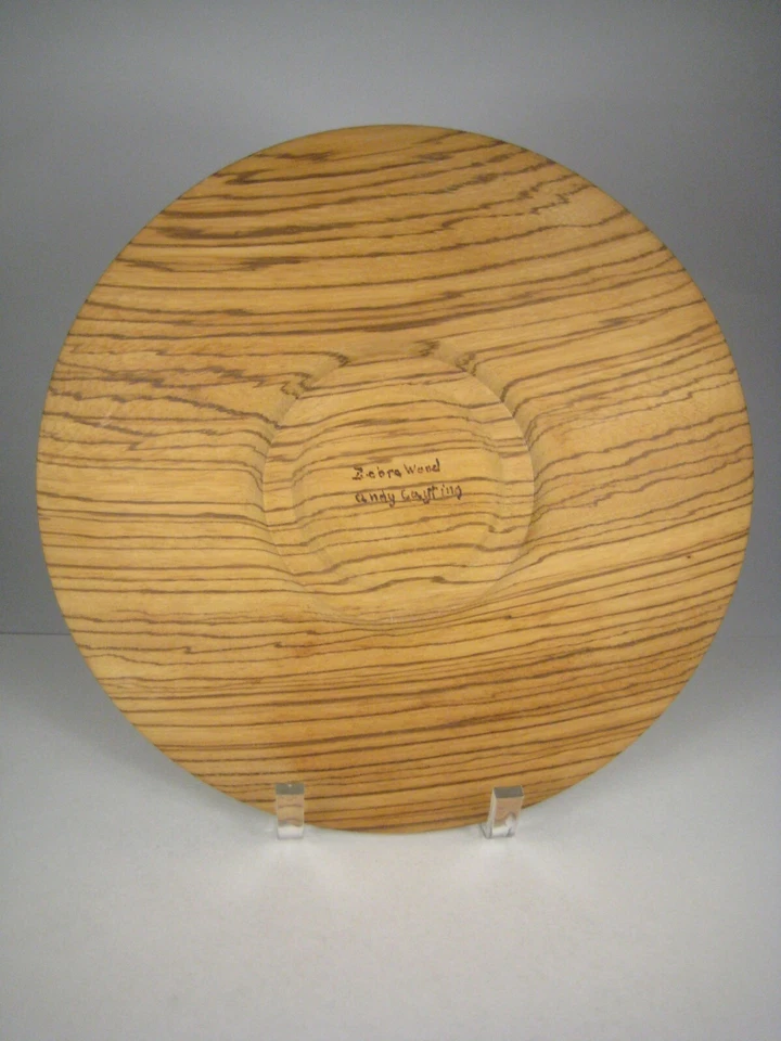 Bandeja redonda hecha a mano para artista de madera de cebra plato tira 11 pulgadas Foto 4 de 4