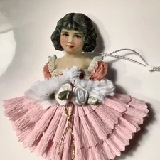 Paper doll Vintage Christmas Valentine feather tree ornaments gift tags item# 54