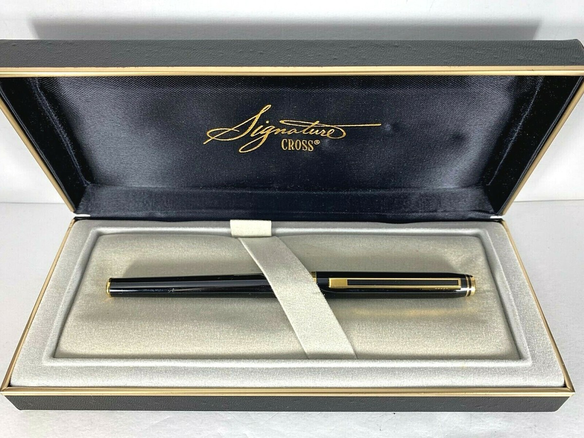CROSS SIGNATURE BLACK LACQUER FOUNTAIN PEN w22K GOLD APPOINTMENTS