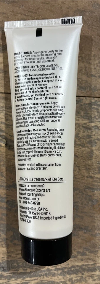 Crema revitalizante de cuello y pecho 3 Jergens Skin 2 oz FPS 15 *Descontinuada* Foto 4 de 4