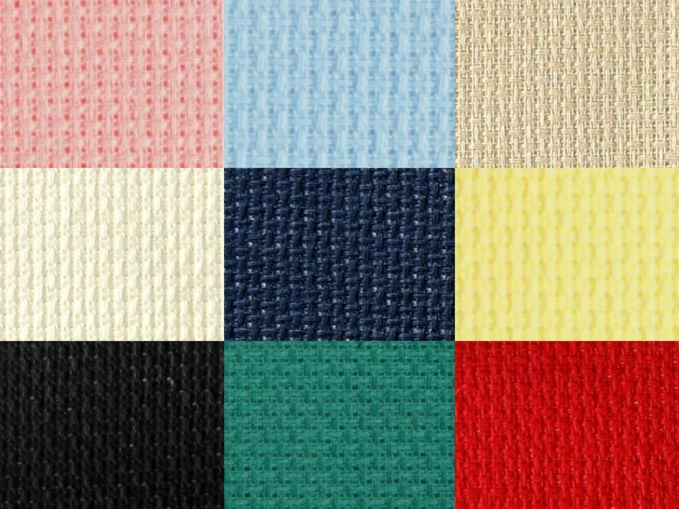 MARKENLOS AIDA STICKSTOFF - Stoff für Kreuzstich oder Gobelin, weiß, beige, 54 St/10 cm