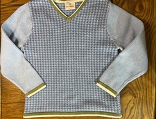 Hanna Andersson Blue Sweater with Green White Contrast Boys Size 130 8