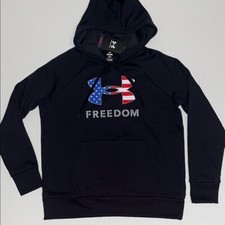 Under Armour Hoodie Womens M Sweatshirt Pullover Patriotic USA black Freedom 60